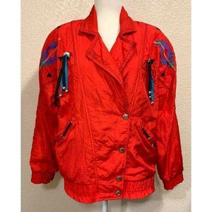 Lavon Vintage 80s Red Nylon Western Windbreaker Jacket